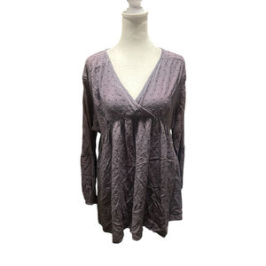Umgee Size Small Gray Babydoll Blouse Puff‎ Sleeves